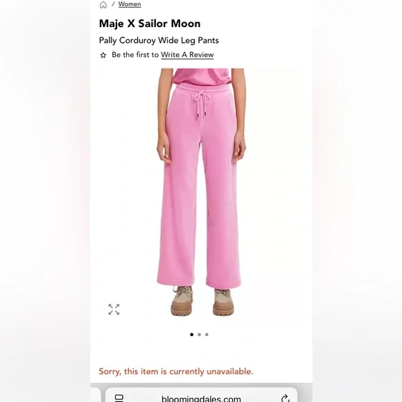 MAJE X Sailor Moon Pally Corduroy Wide Leg Pants In Roses - Picture 3 of 16